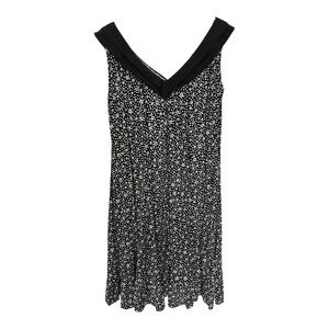 Studio 12 Black White Floral Sleeveless‎ V-Neck Dress Retro Cottagecore Summer